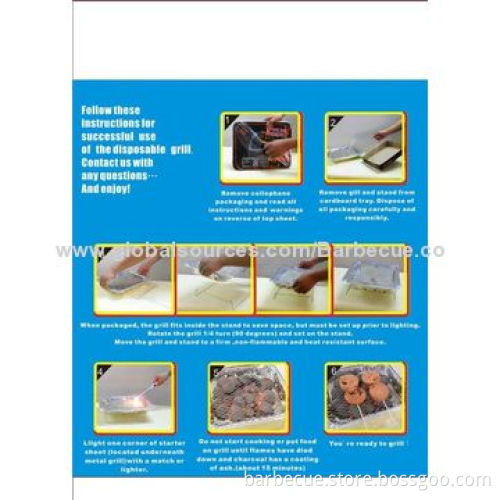 Disposable BBQ grill with charcoal, easy to install and practical charcoal cooking